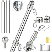 Boat Flag Pole Kit - 316 Stainless Steel Marine Flagpole with Mounting Base & Hardware for Boat, Yacht, Truck, Roof and Wall 24 Inch Heavy Duty Flag Pole with 180 Adjustable Pole Holder