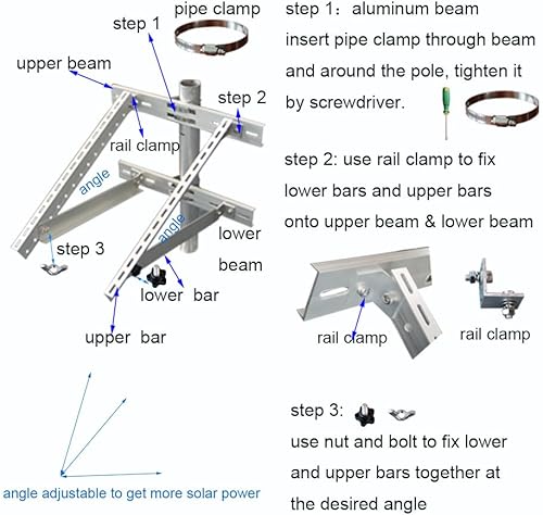 Miniatura 6 de Soporte de montaje en panel solar Kit de soportes de poste de hasta 30 W (poste no incluido)