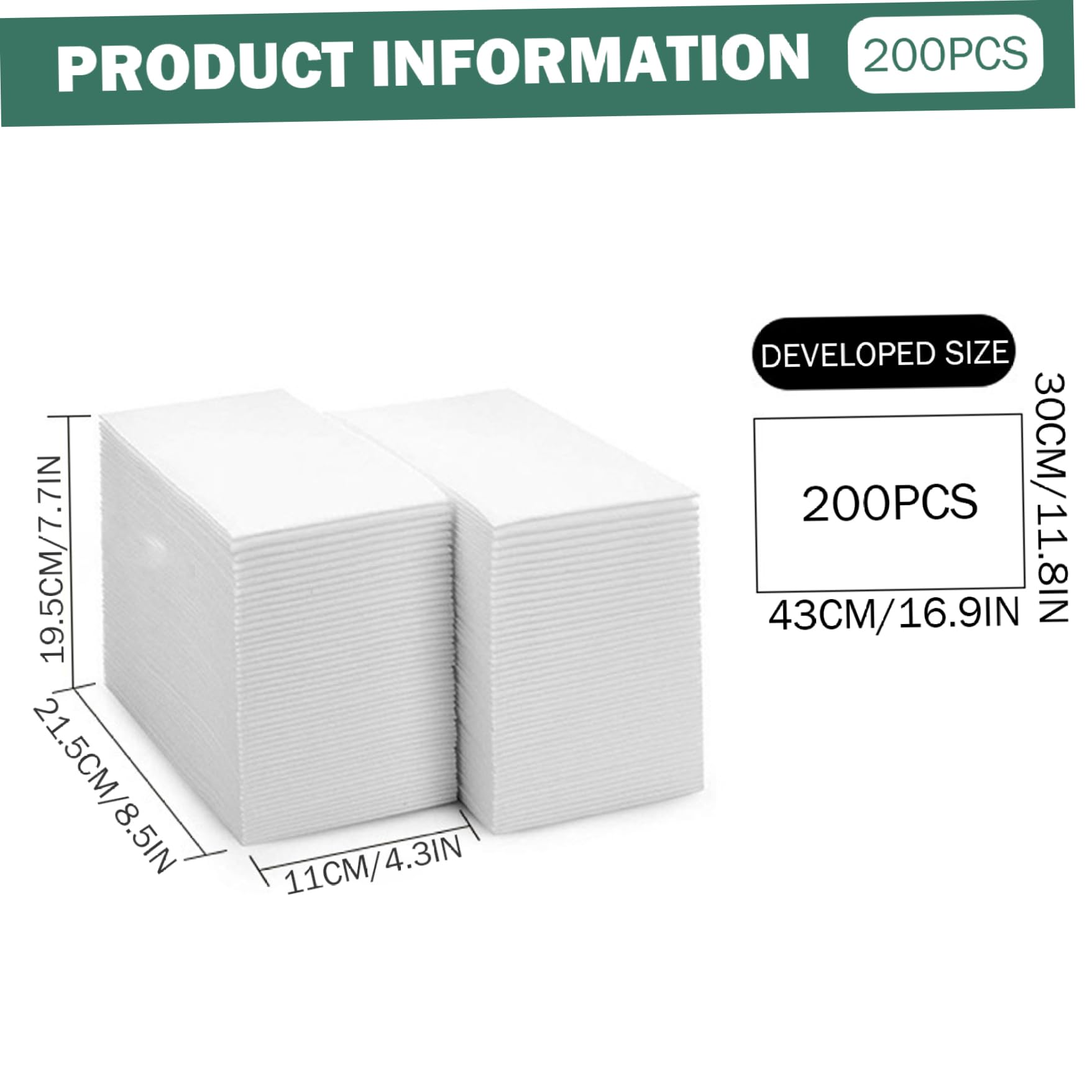 200 hojas de servilletas de papel de 12 x 17 pulgadas, servilletas desechables suaves y absorbentes para cocina, baño, fiesta, boda, papel desechable..