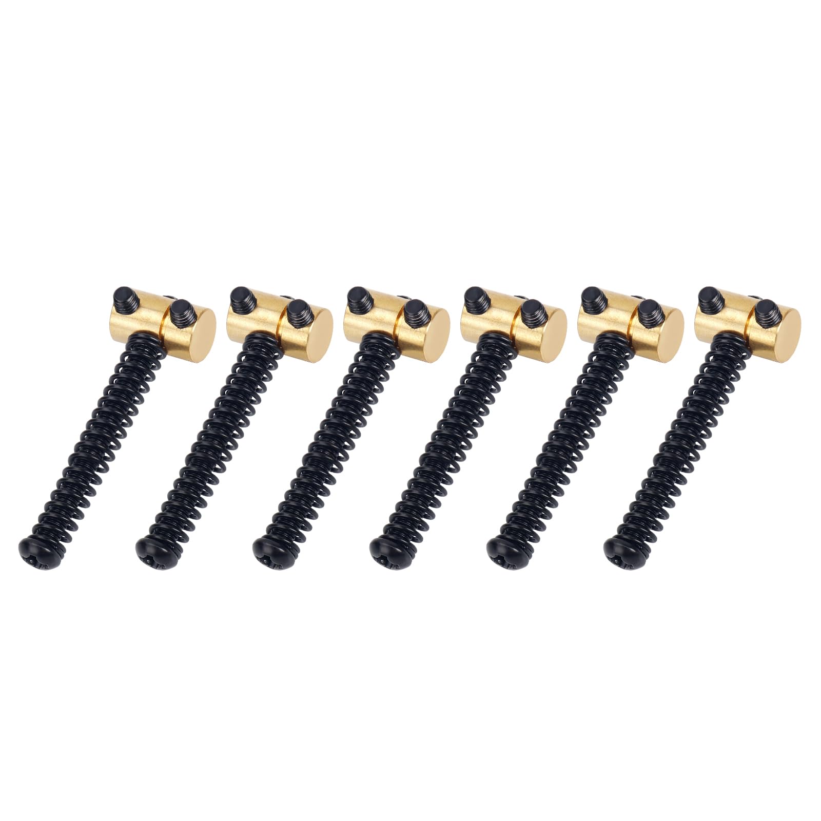 Banworks 10.8mm (27/64") Bridge Saddles Small Barrel Brass Saddles Round Bridge Saddles for Telecaster Tele TL Electric Guitars 54mm (2-1/8") String Spacing Pack of 6 JT/QM-06 Black Screws - Image 3