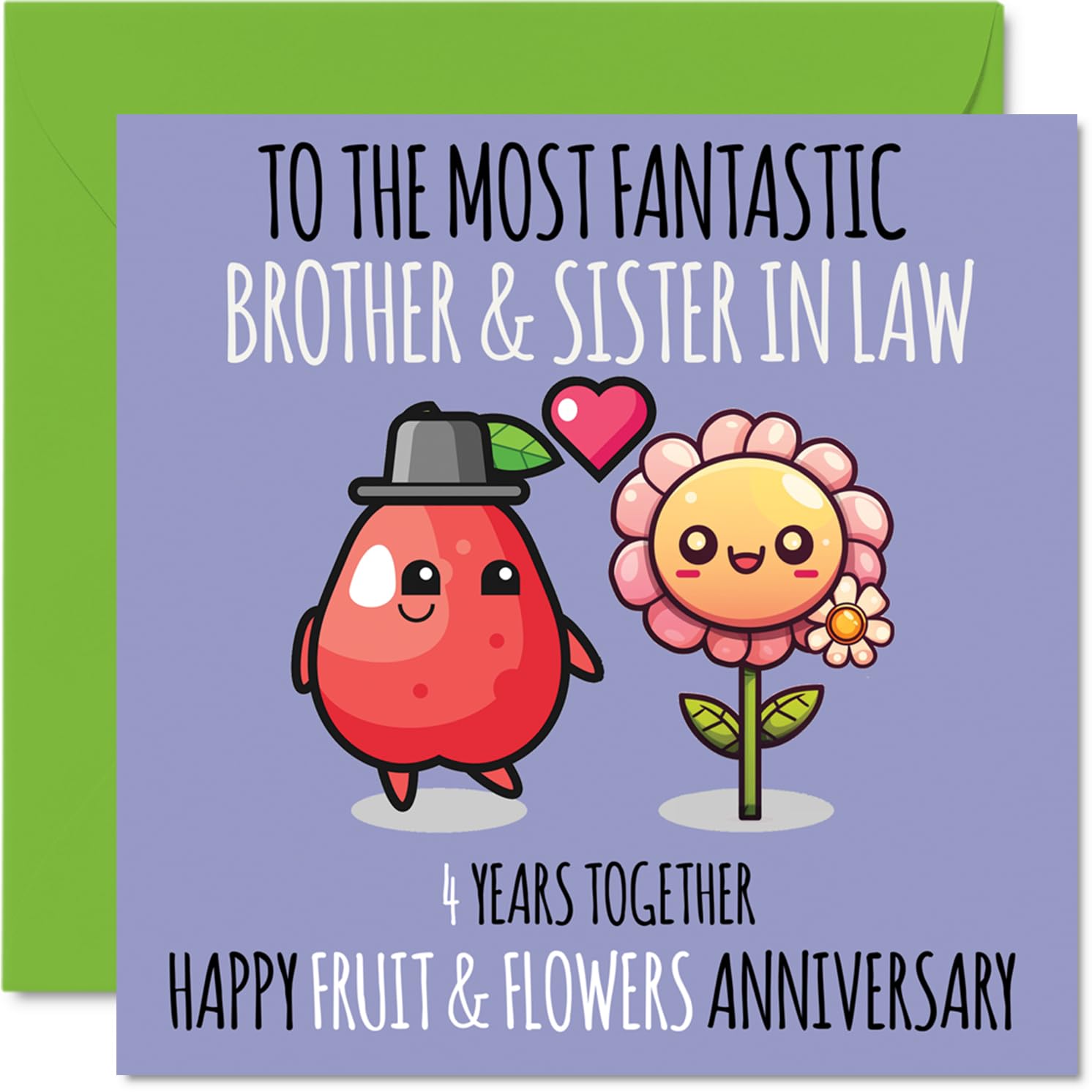 Cute Linen Anniversary Card for Brother & Sister In Law - 4 Years Together - Happy 4th Wedding Anniversary Cards for Sister In Law Brother, 145mm Greeting Cards Anniversaries