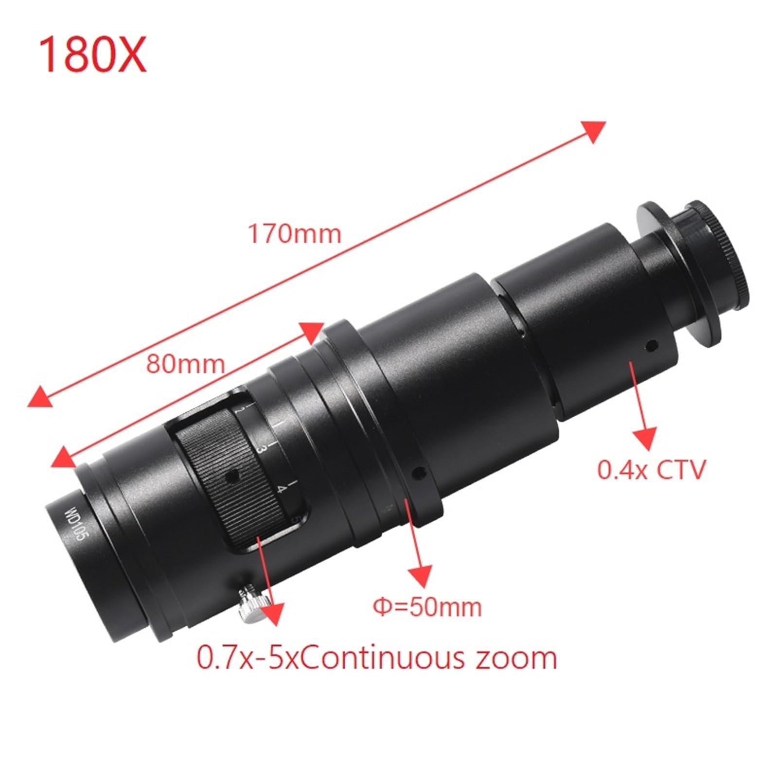 Kamera Mikroskopowa 4K 120X 180X Obiektyw Z Autofokusem Przemysłowy Elektroniczny Mikroskop Cyfrowy Do Naprawy Telefonu Lutowanie PCB Precyzyjny Najwyraźniejszy(180X Lens Only)