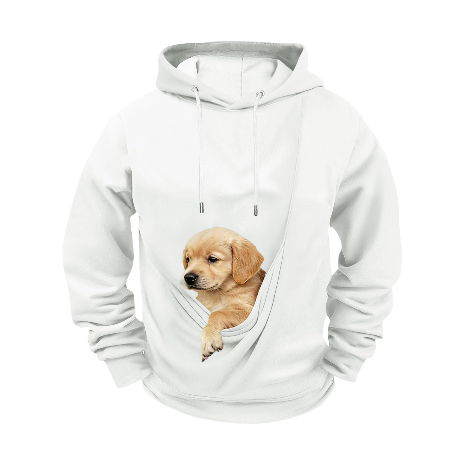 Sudadera con capucha para hombre con bolsillo canguro grande para mascotas, sudadera con capucha de ajuste holgado, cómoda ropa de calle para el trabajo, viajes o actividades diarias