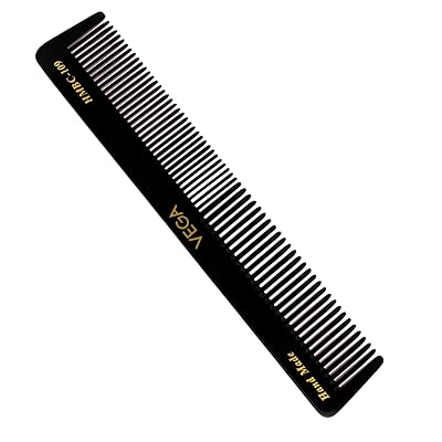 Vega General Grooming Hair Comb, (India's No.1* Hair Comb Brand)For Men and Women Black,Handmade, (HMBC-109)