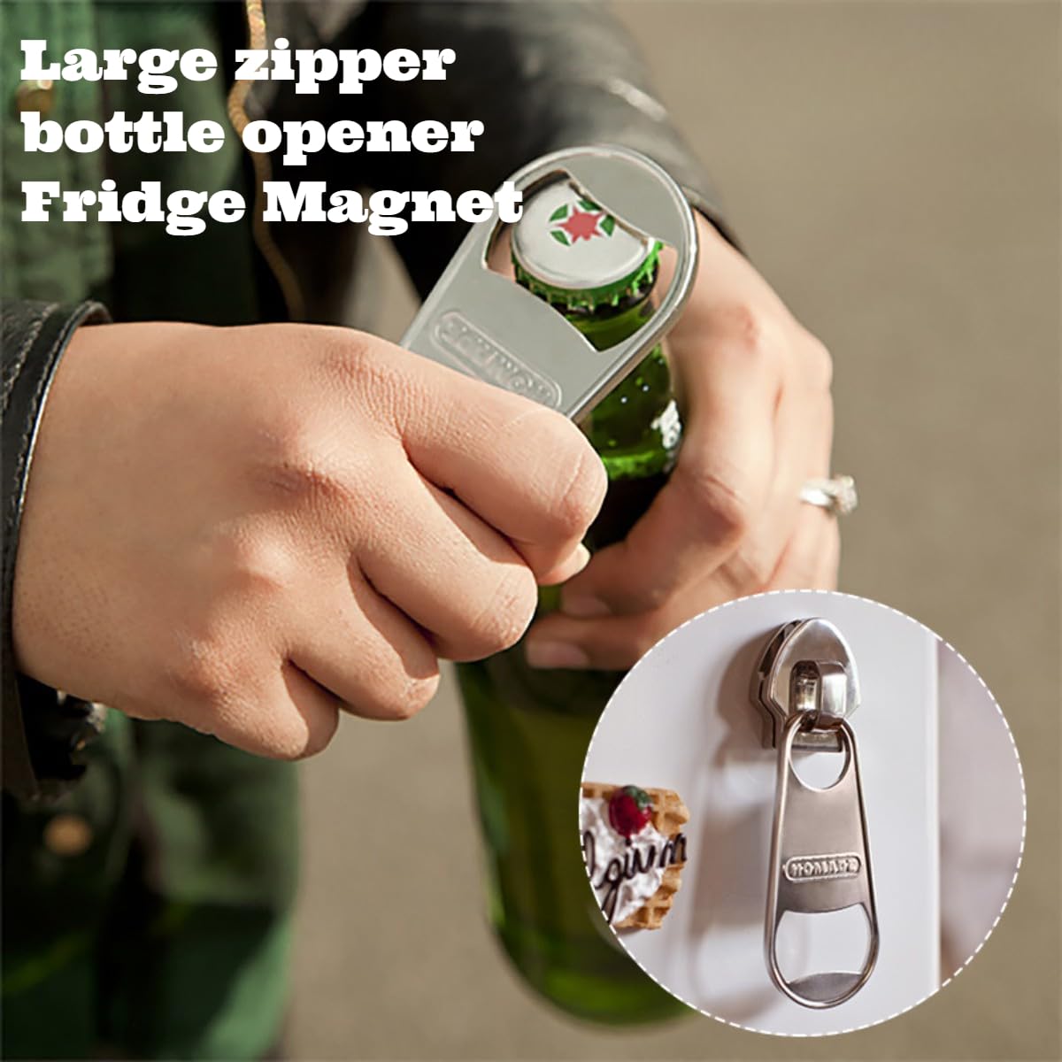 Jar Openers Funny Large Zipper Pull Shaped Bottle Opener, Ideal for Women,Multipurpose Kitchen Tool Fridge Magnet (Zipper)