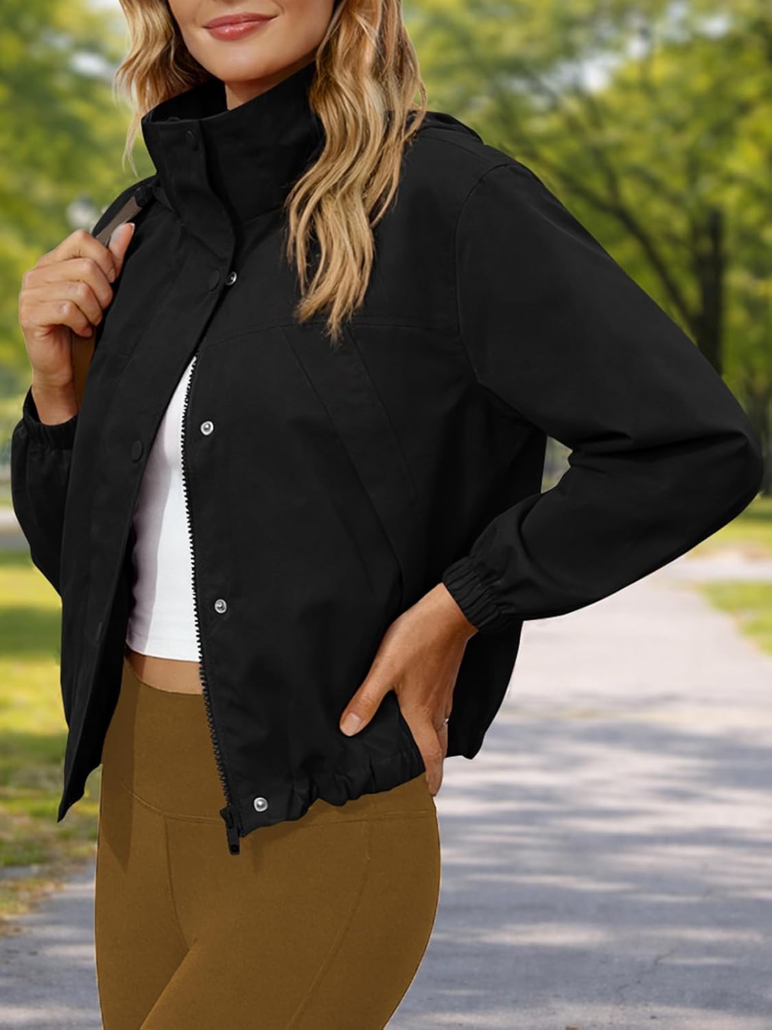Yousify Womens Lightweight Jacket Windbreaker Hooded Athletic Sun Protection Outerwear Hiking Jackets Spring Coats