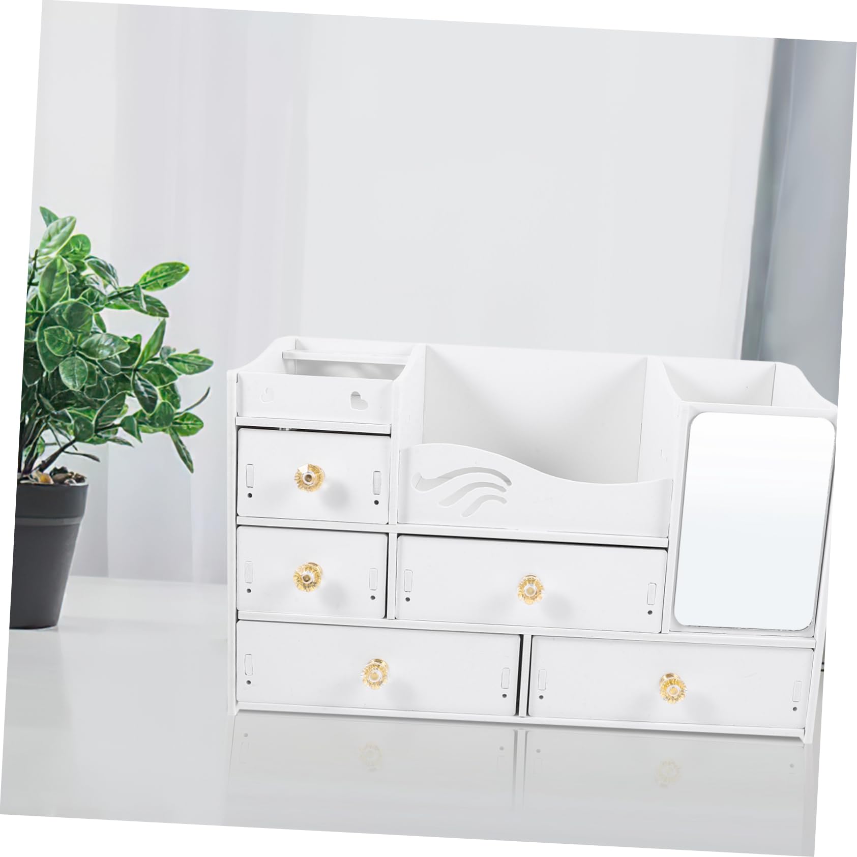 Scatola Porta Cosmetici con Cassetti, Bianca, PVC