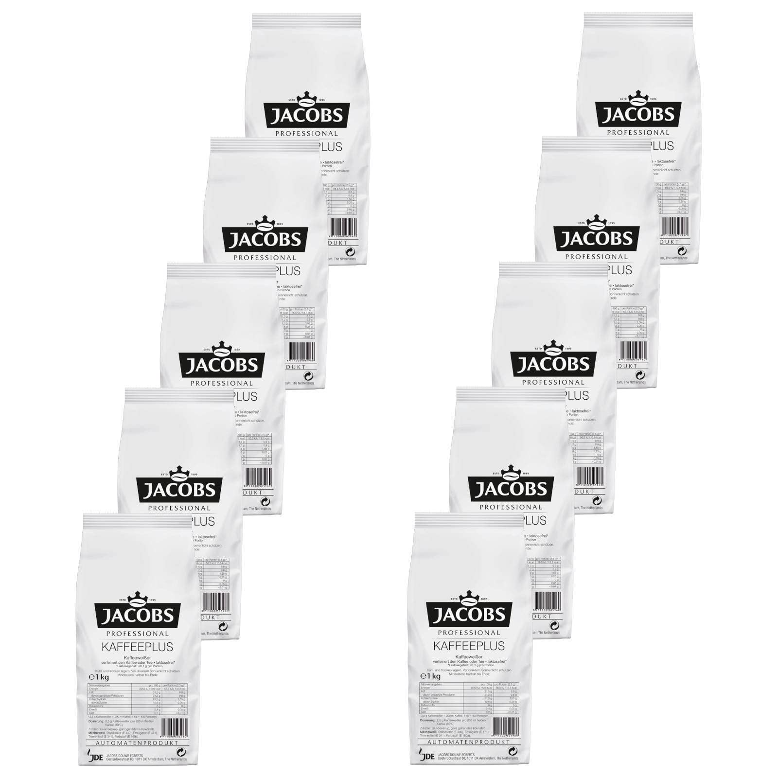 Jacobs Kaffeeplus löslicher, laktosefreier Kaffeeweisser 10 x 1 kg, 10 kg