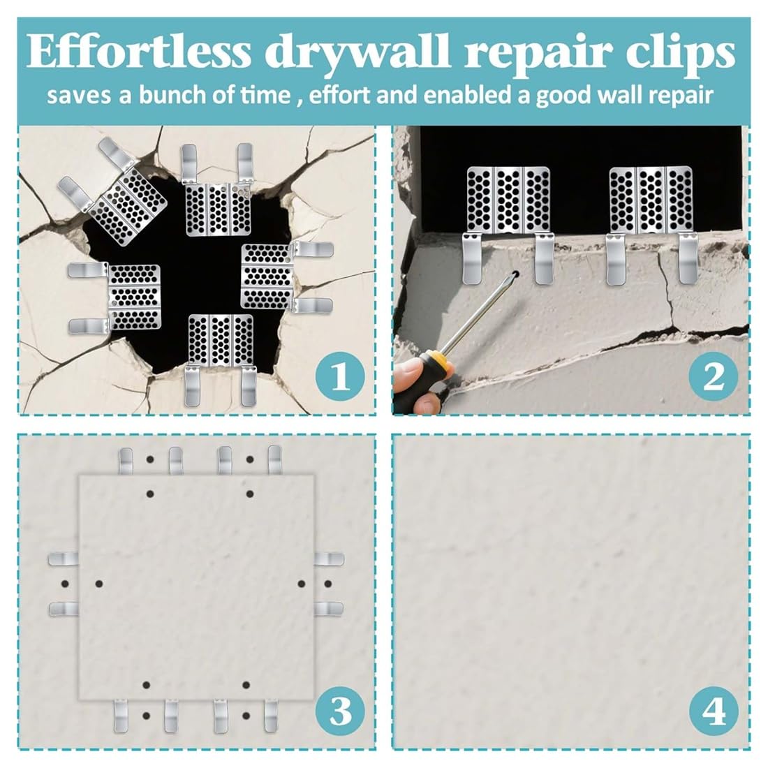 Trockenbau-Reparaturclips Wandpatch-Kit 10 Stück mit Schrauben für 1/2 Sheetrock