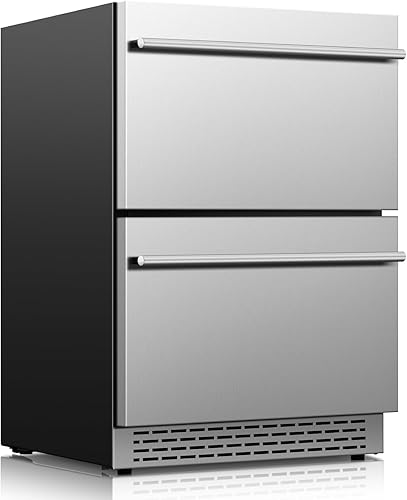 Refrigerador de cajones para exteriores de 24 pulgadas, con puerta de acero inoxidable, para debajo del mostrador, refrigerador independiente o