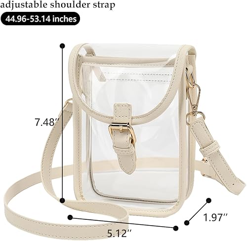 Miniatura 2 de Pequeña bolsa transparente aprobada para estadios, bolsa cruzada transparente para teléfono celular con correa ajustable para conciertos