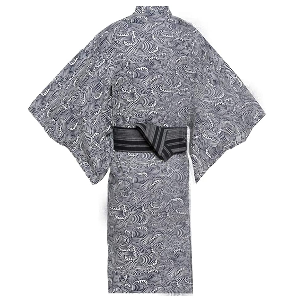 Thefancypumpkin Men's Color1128-M Fancy Pumpkin Jinbei Yukata Kimono Japanese Robe Pajamas【A3/Size M】