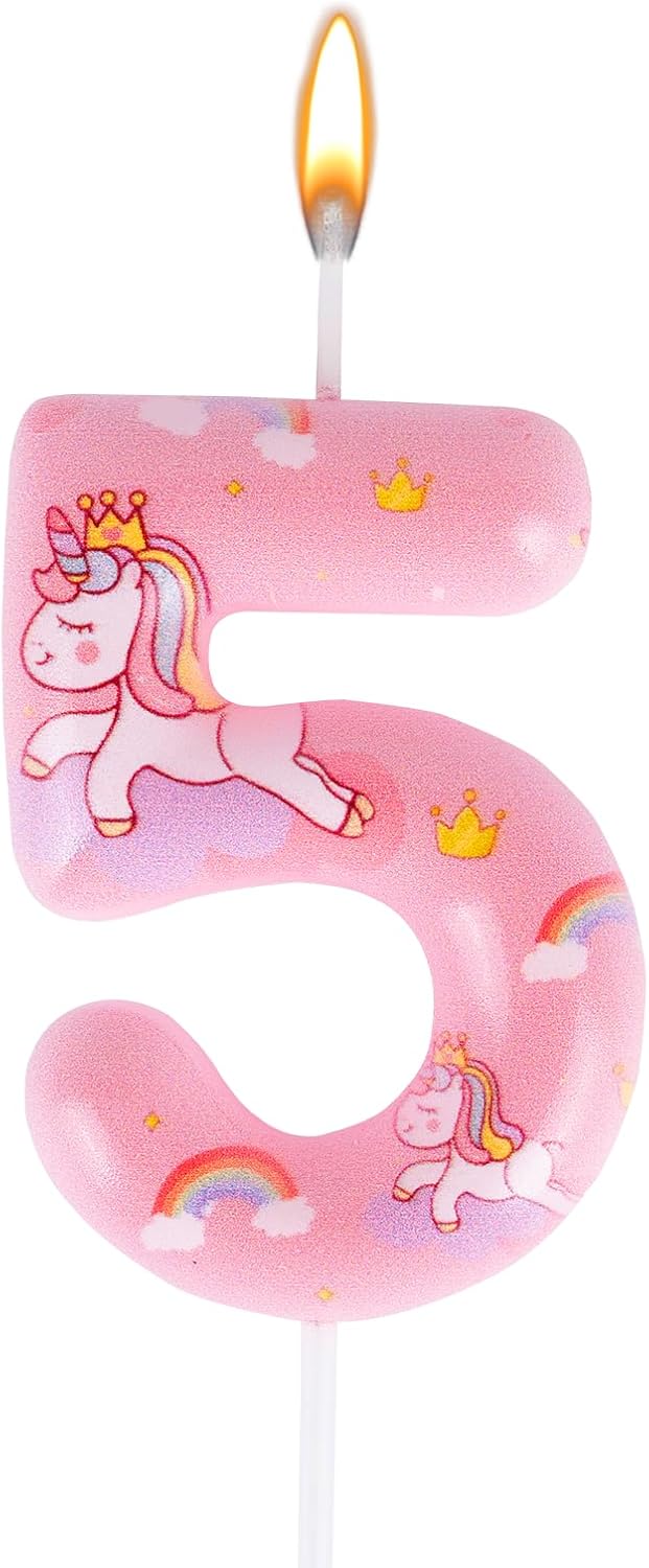 Unicorn Number 4 Birthday Candle - Pink Magical Cake Topper For Girls Parties