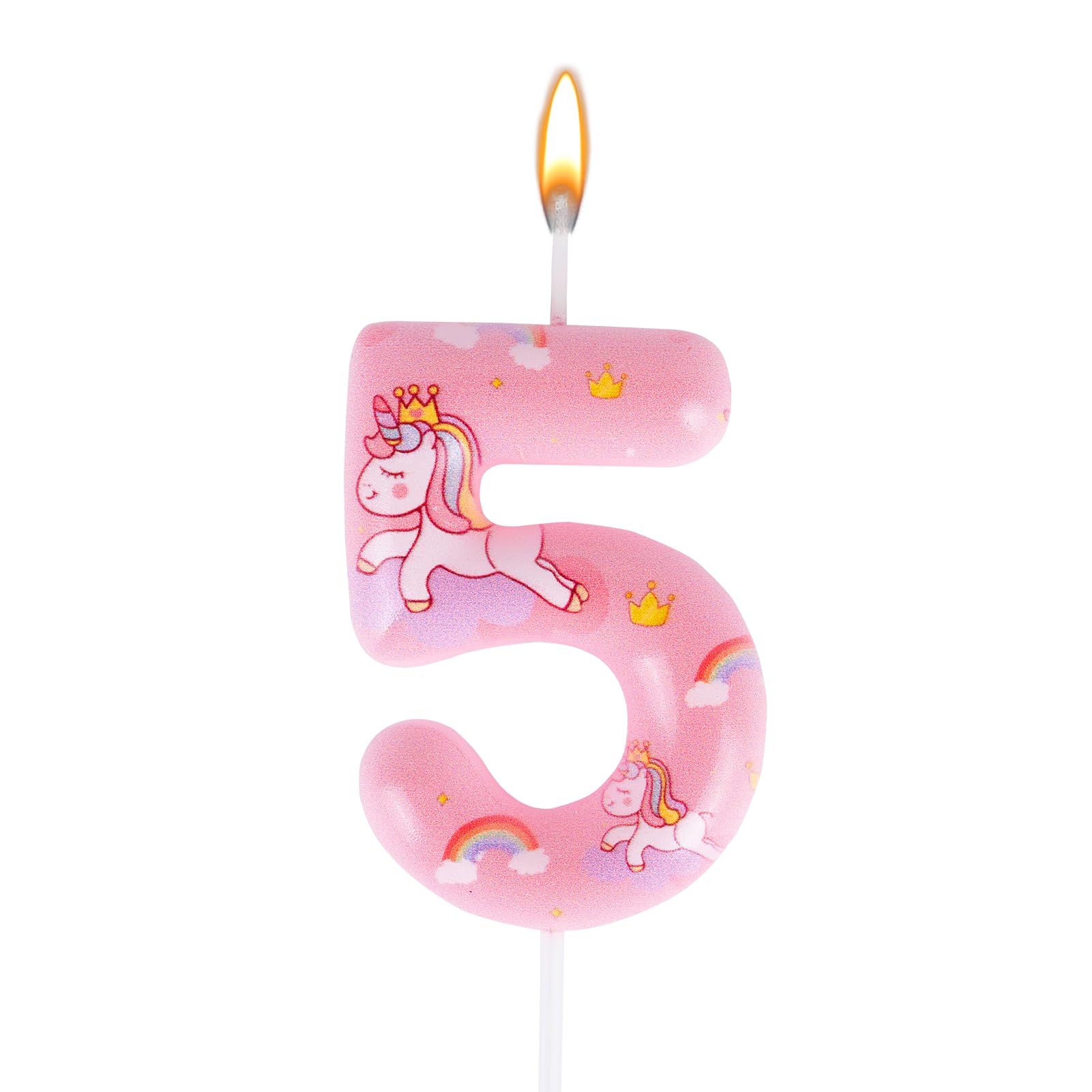 Unicorn Number 5 Candle,Birthday Candles,Numeral Cake Topper Pink Cute Birthday Decorations for Girls Party Supplies,Anniversary,Theme Party Favors