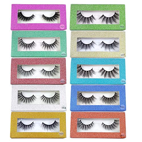 3D Mink Lashes Wholesale 10 Styles Handmade Reusable Mink Eyelashes Luxurious Wispy Natural Cross Thick Long False Lashes Pack (10 Pairs/Pack)