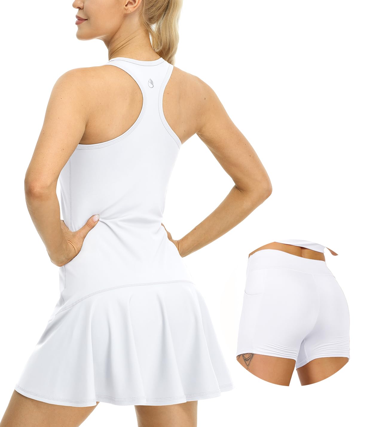 icyzone Robe de Tennis pour Femme sans Manches Sport Golf Robes avec Short Intégré