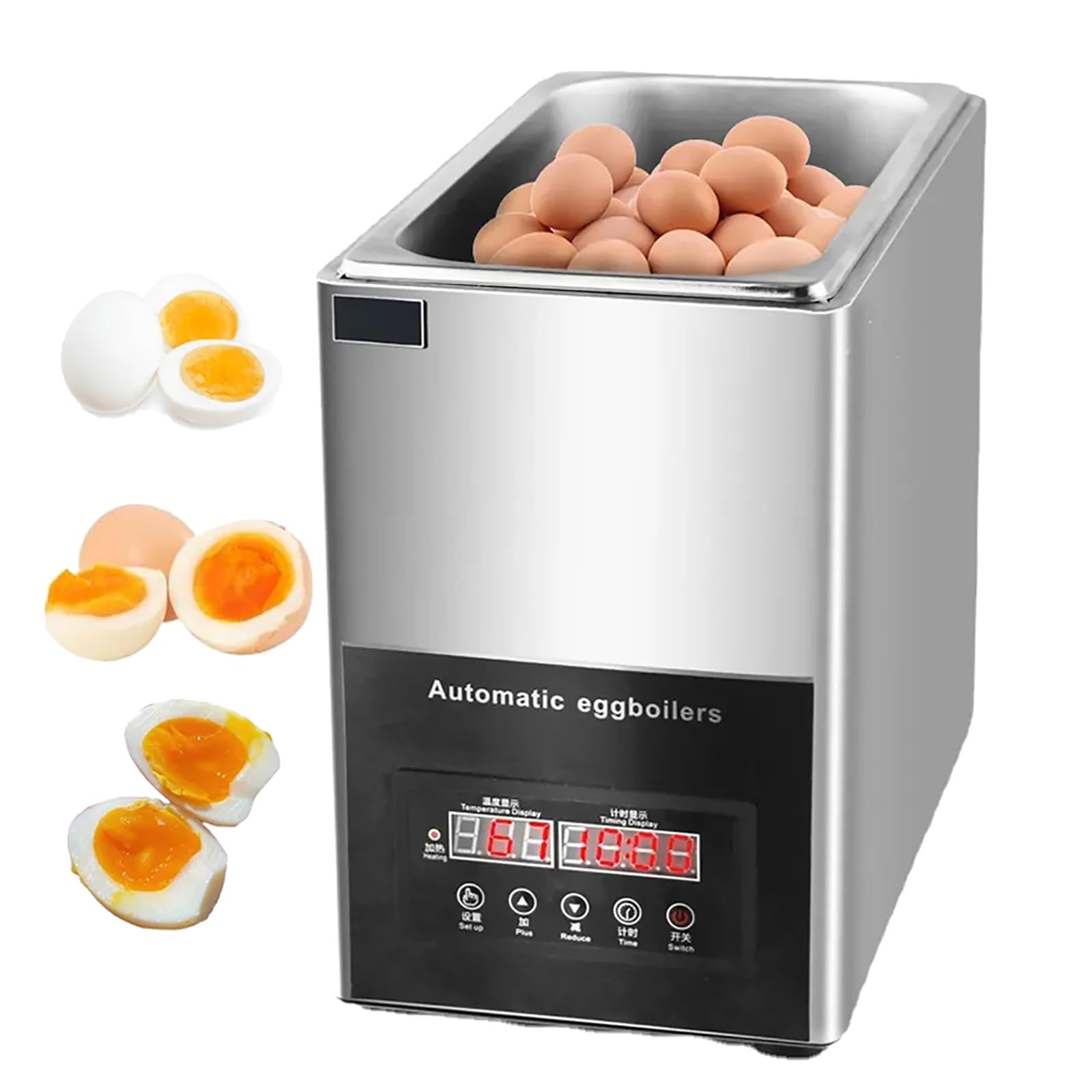 Cocedor De Huevos De Aguas Termales De 800 W,Cocedor De Huevos Comercial,MáQuina AutomáTica Inteligente Para Huevos Medio Cocidos,Control De Temperatura (30-90 ℃) + SincronizacióN (0-99 Minutos)