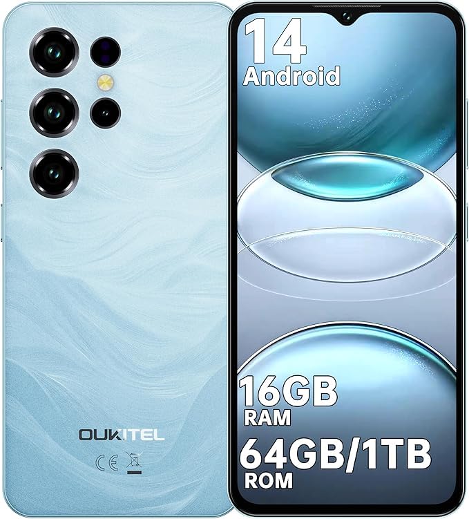 OUKITEL C2 Smartphone 2025-6,52" HD Telefono Cellulare - Android 14, 16(4+12) GB RAM + 64GB ROM/TF 1TB 5000nAh 13MP+5MP Camera Telefono Dual SIM 4G Cellulari e Smartphone /3.5mm Jack/Face ID/OTG Blu