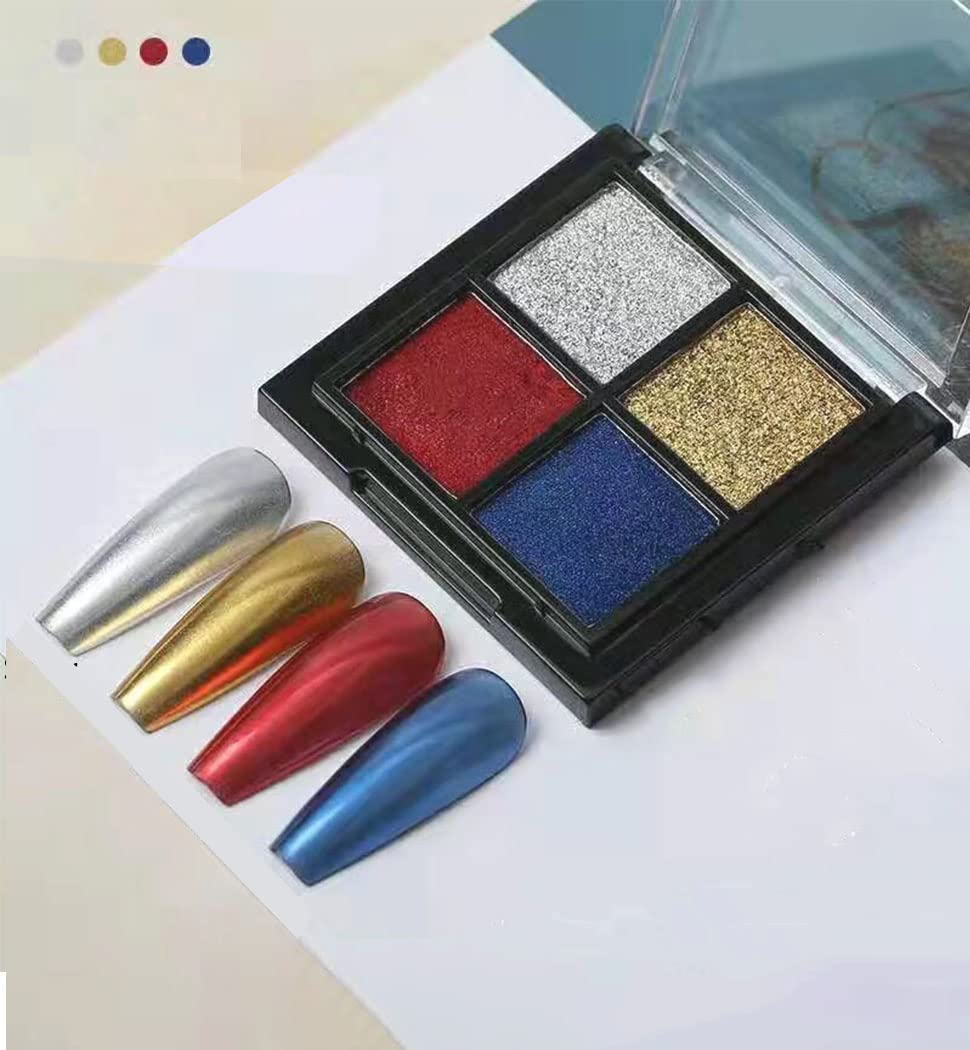 4 Color Solid State Chrome Nail Powder Shiny and Non