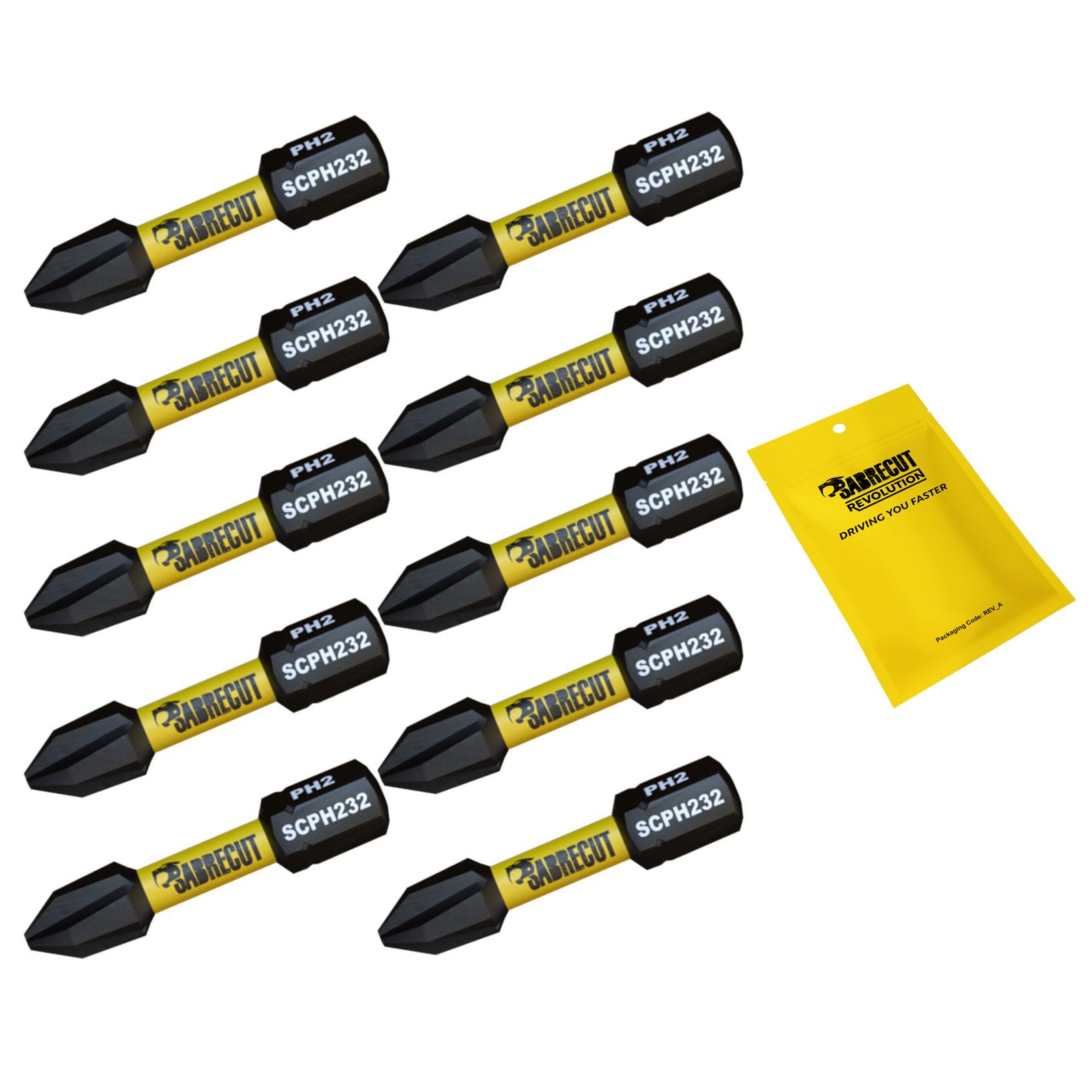 10 x SabreCut SCPH232_10 32mm PH2 Magnetic Impact Screwdriver Driver Bits Set Phillips Heavy Duty