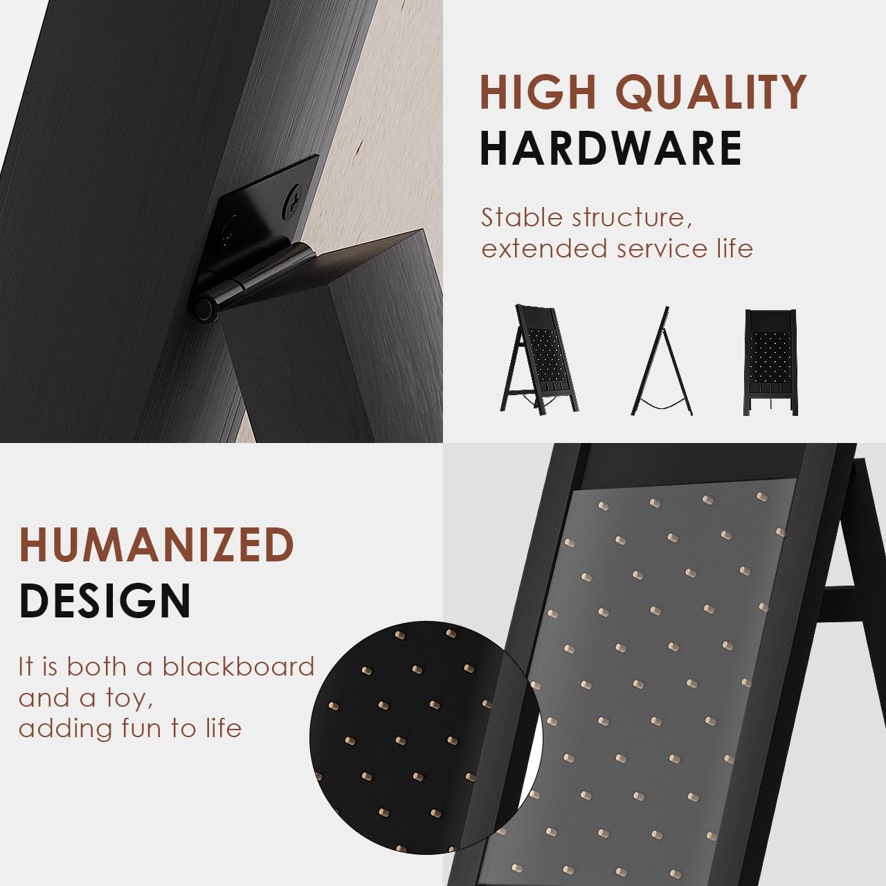 INNOVART A-Frame Chalkboard Sidewalk Sign 40" x 19", Foldable Plinko Prize Drop Game Board with 5 Pucks, Chalkboard Sign with Chalk & Eraser for Restaurant, Business, Party, Church, Outdoor Events