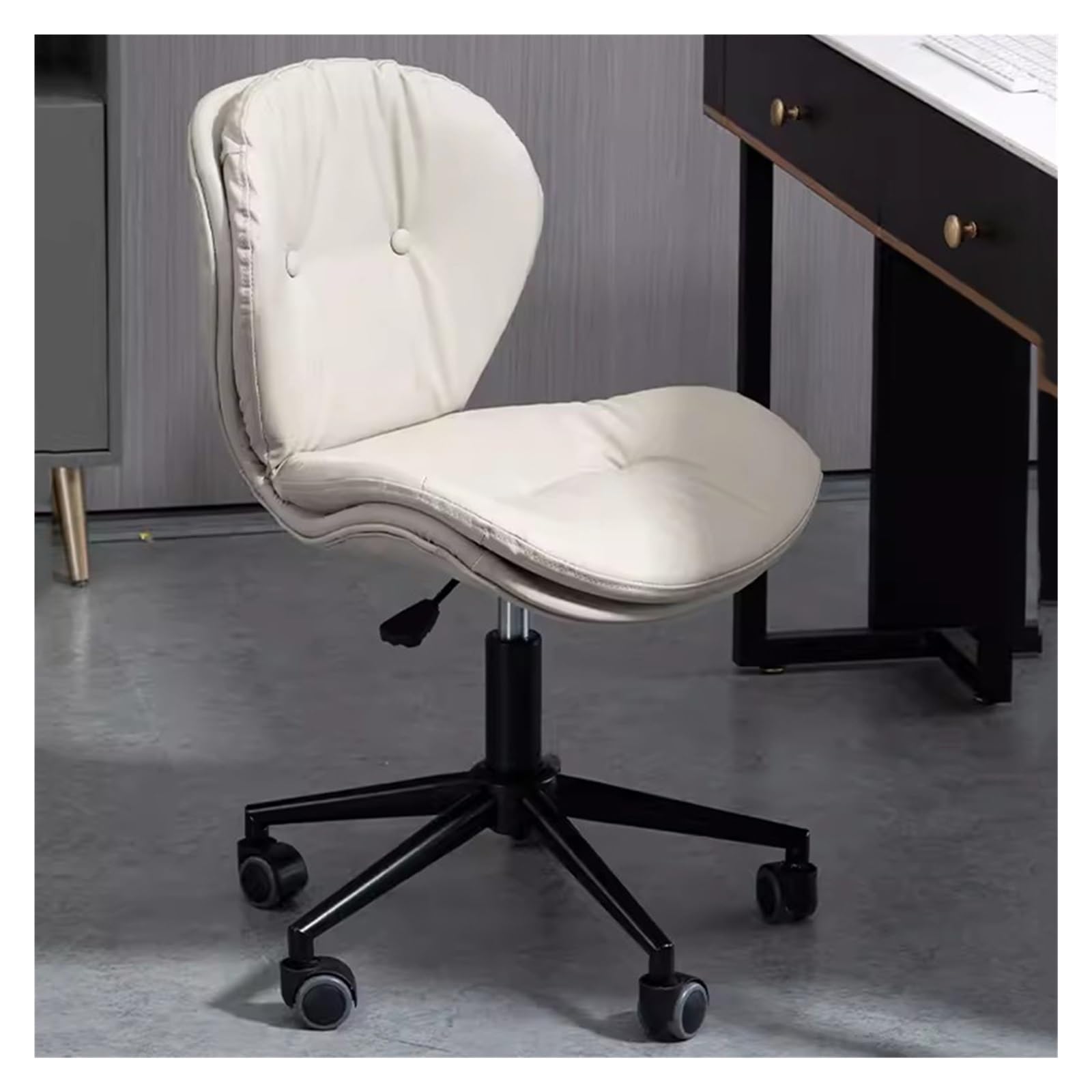 Krzesło wykonawcze regulowane obrotowe tapicerowane fotelik Rolling Computer Desk krzesło do biura domowego nowoczesny stołek do makijażu na kółkach stylowy i wygodny design LWX