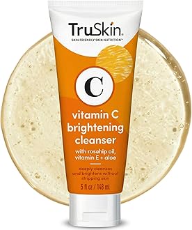 TruSkin Vitamin C Face Wash Cleanser - Brightening Facial Cleanser with Vitamins C & E, Rosehip Oil, Aloe Vera & MSM - Gently Cleanses, Refreshes & Supports Radiant Skin - 5 fl oz