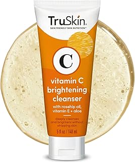 TruSkin Vitamin C Face Wash Cleanser - Brightening Facial Cleanser with Vitamins C & E, Rosehip Oil, Aloe Vera & MSM - Gently Cleanses, Refreshes & Supports Radiant Skin - 5 fl oz