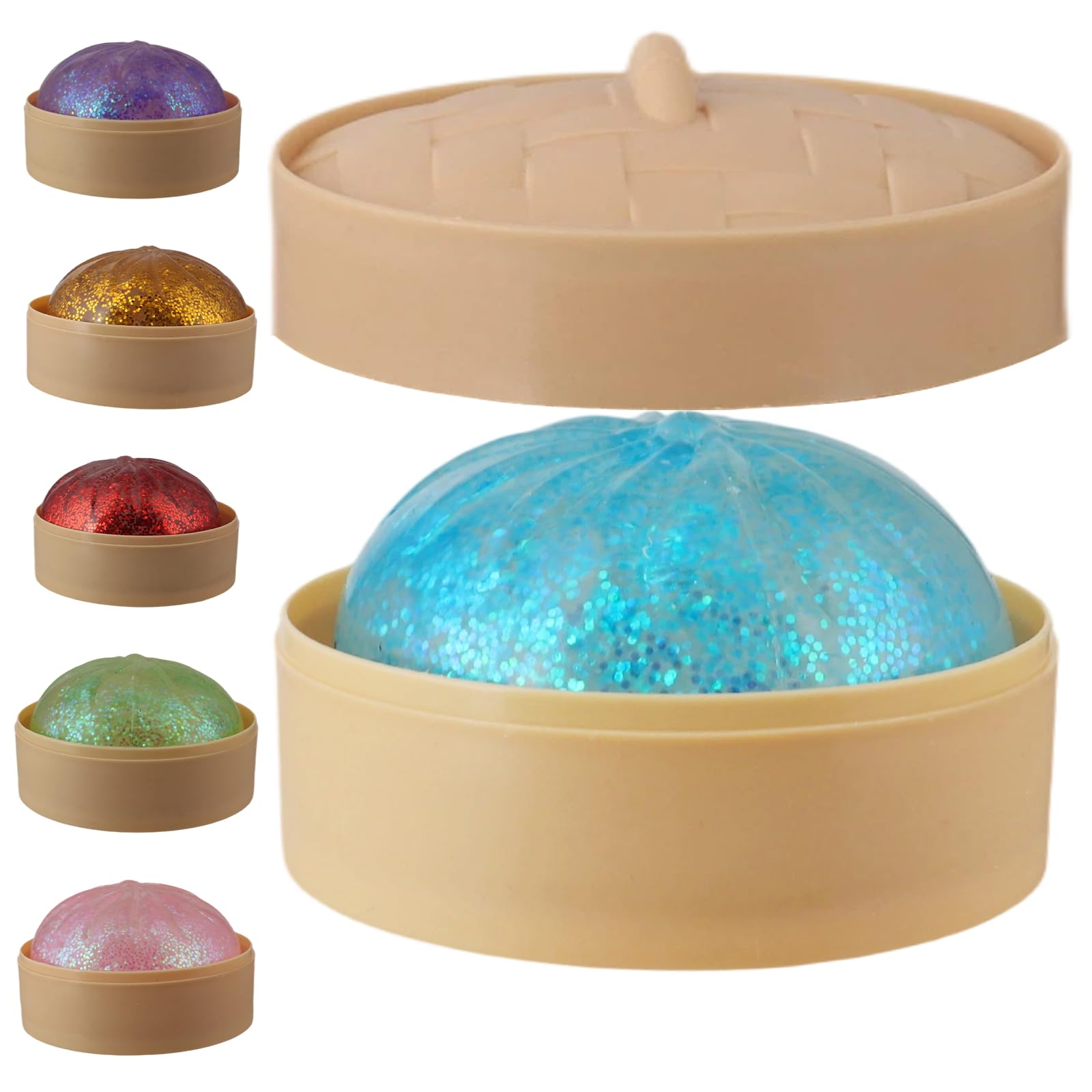 Photo 1 of 1pcs Glitter Blue Glitter Dumpling, Glitter Dumpling Squishy Box, Dumplings Squishy, Anxiety Relief Soft Squeeze Dumplings Stress Balls Fidget Sensory Toy,Squeeze Dough Ball Stress Relief