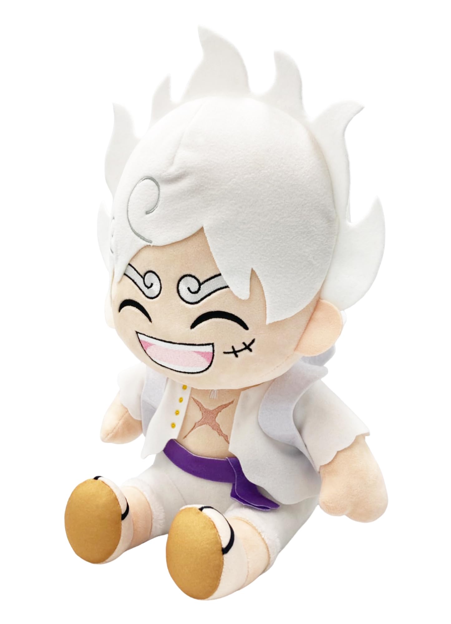 Great Eastern Entertainment One Piece - Luffy (Gear 5) Laughing Sitting Pose Plush 12"