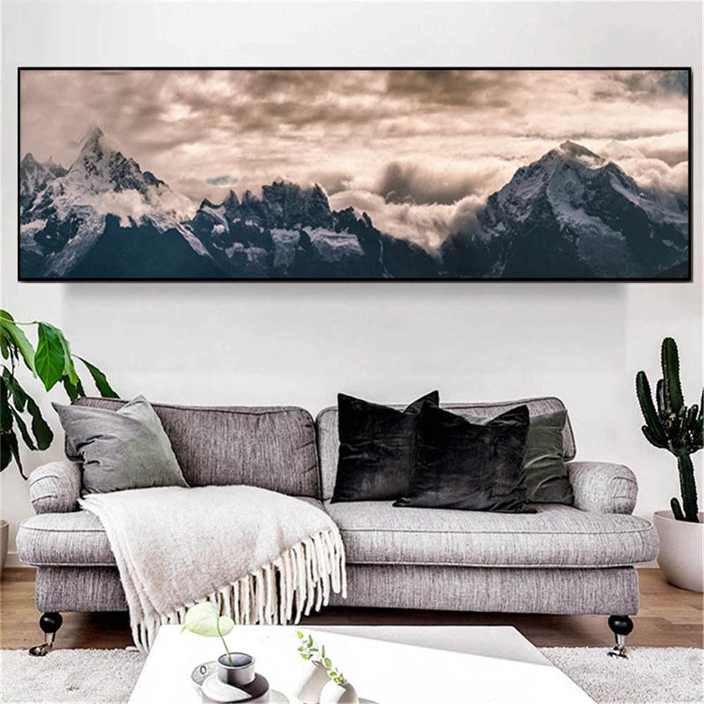 Peinture diamant 5D grand format 24x48inch avec strass ronds paysage de montagne