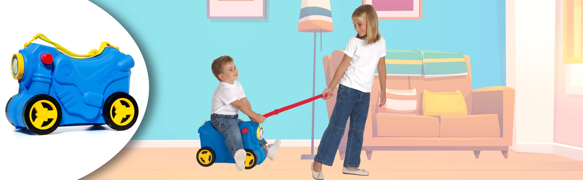 Valigia per Bambini Molto Smiler Moto Valigia-Blu