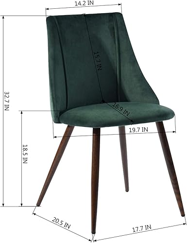 Miniatura 7 de Juego de 2 sillas de comedor, asientos de terciopelo, patas de metal, cocina, comedor, dormitorio, muebles de sala de estar, sillas verdes de