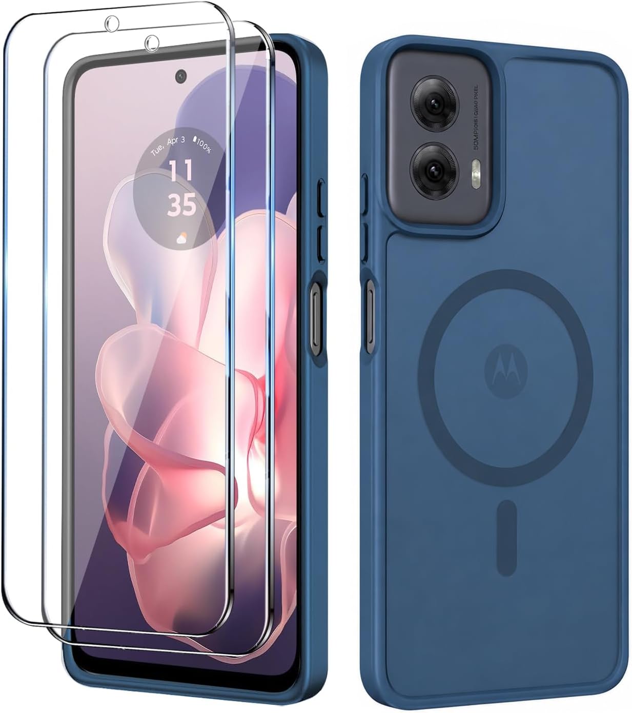 for Motorola Moto G Power 2024 Case,Magnetic Moto G Power 2024 Phone Case with Screen Protector X2 [Compatible with MagSafe], Translucent Matte Shockproof Cover for Moto G Power 5G 2024-Black