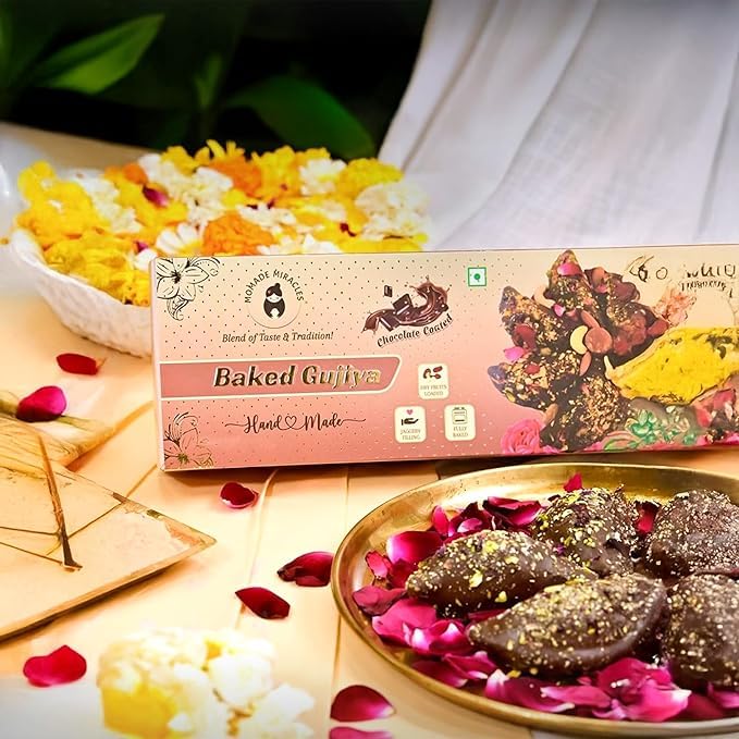 Image of Momade Miracles Chocolate Baked Gujiya | Indian Sweets Mithai box for Occasion Gifts| Handcrafted Freshly with Jaggery Filling & No Frying Gujiya |