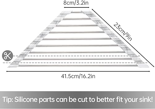 Miniatura 4 de Tomorotec Aqua Triangle - Escurridor de platos enrollable para esquina del fregadero, pequeño, plegable, acero inoxidable, organizador multiusos