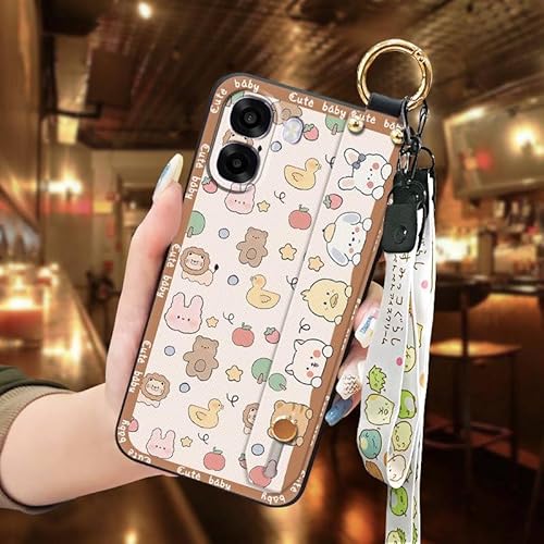 Phone Case Compatible with OPPO A6 4G Global, Kickstand Wristband Waterproof Soft case Anti-dust Silicone Anti-knock Lanyard Rin