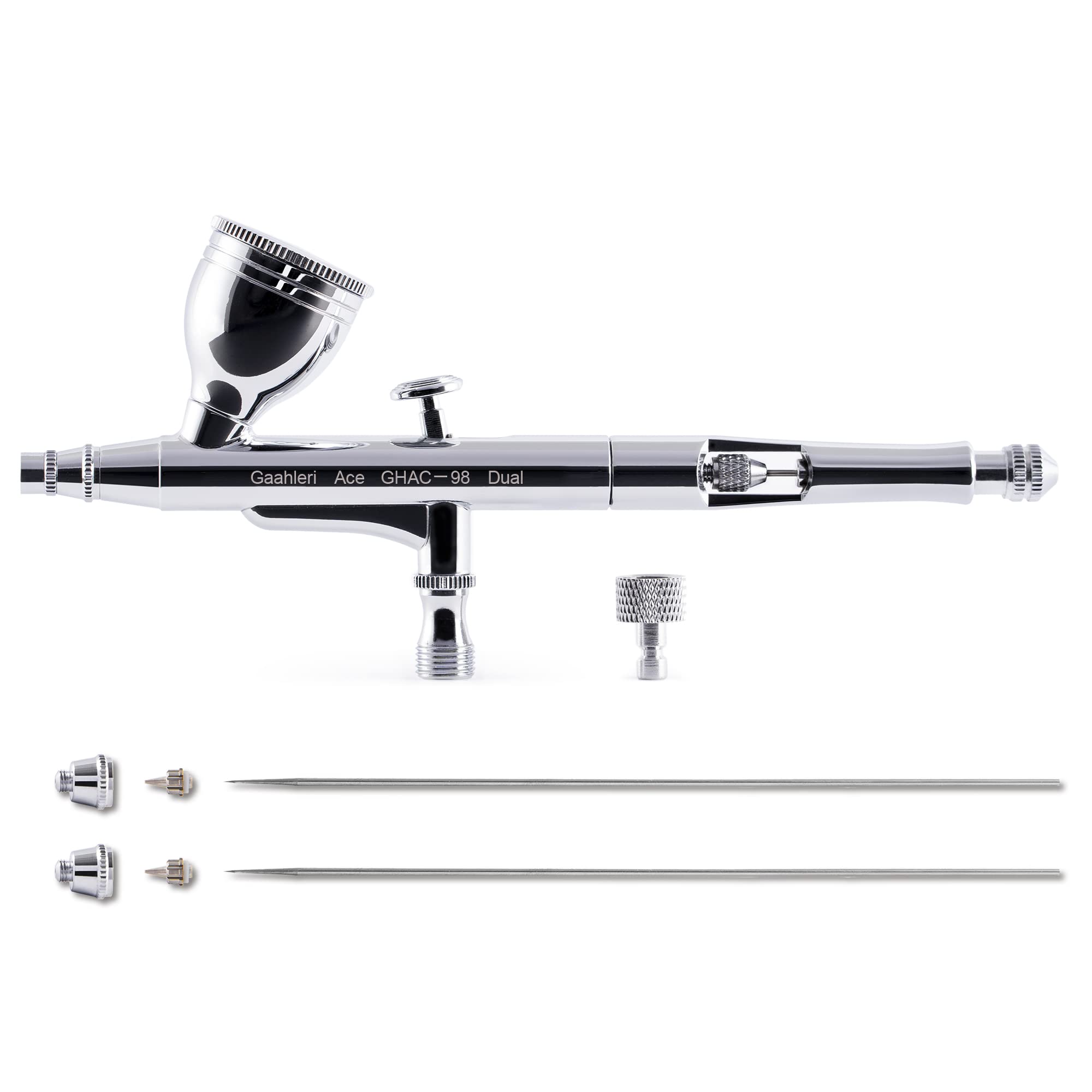 Gaahleri Airbrush Kit, Airbrush Gun with Dual-Action, Gravity Fluid Cup 1/4 Oz, Air Brush Kit, Needle Sets 0.38 & 0.5mm cutaway handle, universal for makeup model coloring painting nail art cake