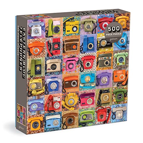 Galison - Rompecabezas de 500 piezas Eastern Bloc Telephones para adultos | Ilustrado por Troy Litten, Vintage, Retro, Colorido