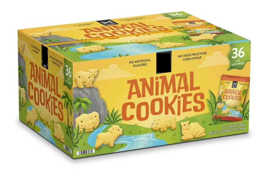 Animal Cookies, Bite-Sized Snack Packs, No Artificial Flavors, No High Fructose Corn Syrup, 2 oz Bags, 36 Count