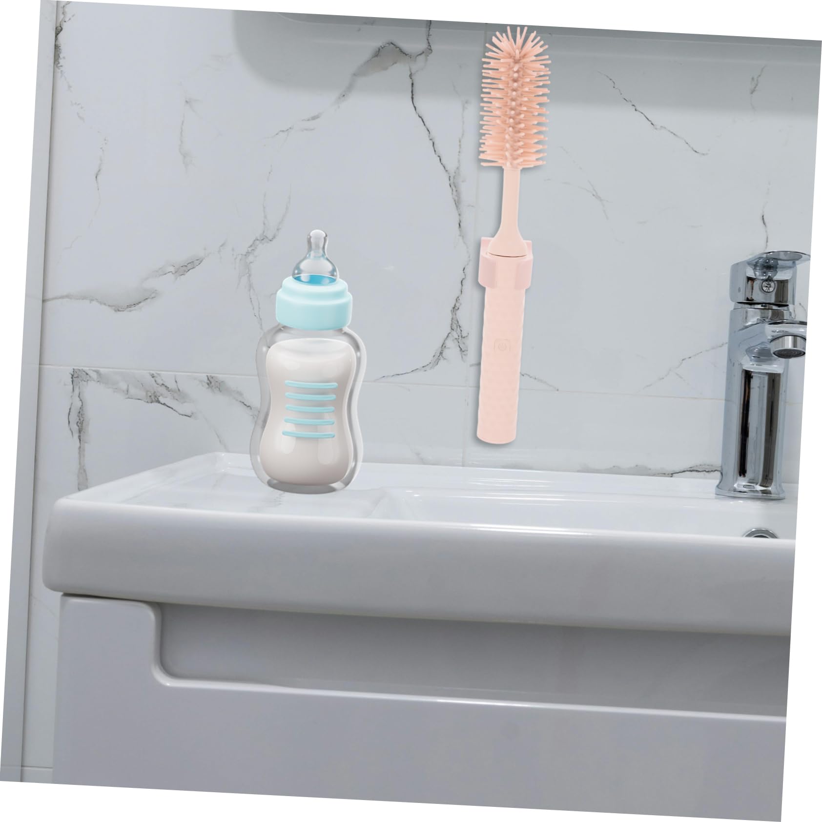 Luxshiny 1set Spazzola Elettrica Ricaricabile Per Biberon Silicone Pennello Per Pulizia Con Manico Lungo Strumenti Per La Pulizia Di Bottiglie Per Facile Da Trasportare e Utilizzare