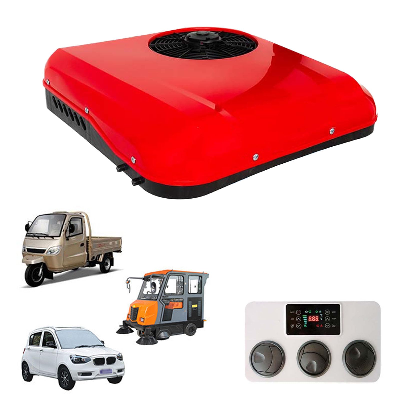 Condizionatore d'Aria da Tetto 12V/24V DC con Telecomando, Raffreddamento e Riscaldamento, Oscillazione Automatica, Inverter, nessun Montaggio richiesto per Camion, Camper e furgoni.