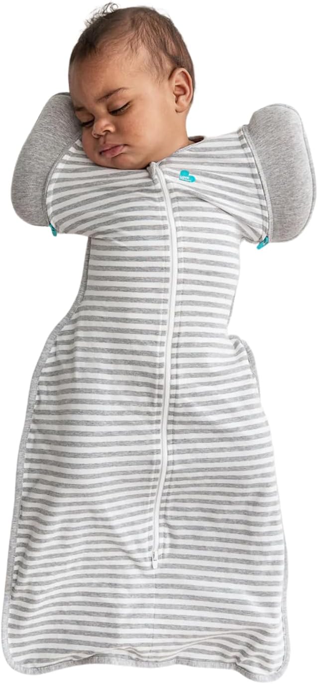 Love To Dream™ Swaddle UP™ Transition Bag, Large 8.5–11 kg – Grey | Snug Fit with Zip-Off Wings | 1.0 Tog Ideal for Spring & Summer (20–24°C) | Machine Washable Stretch Cotton & Double Zip
