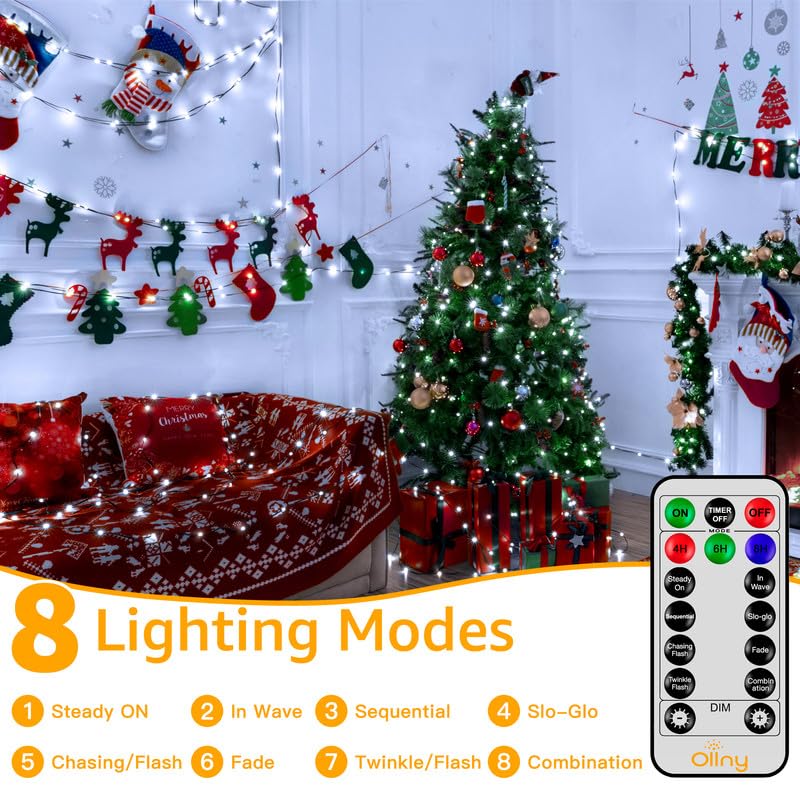 Ollny Christmas Lights, 198 FT 600 LED Outdoor Waterproof