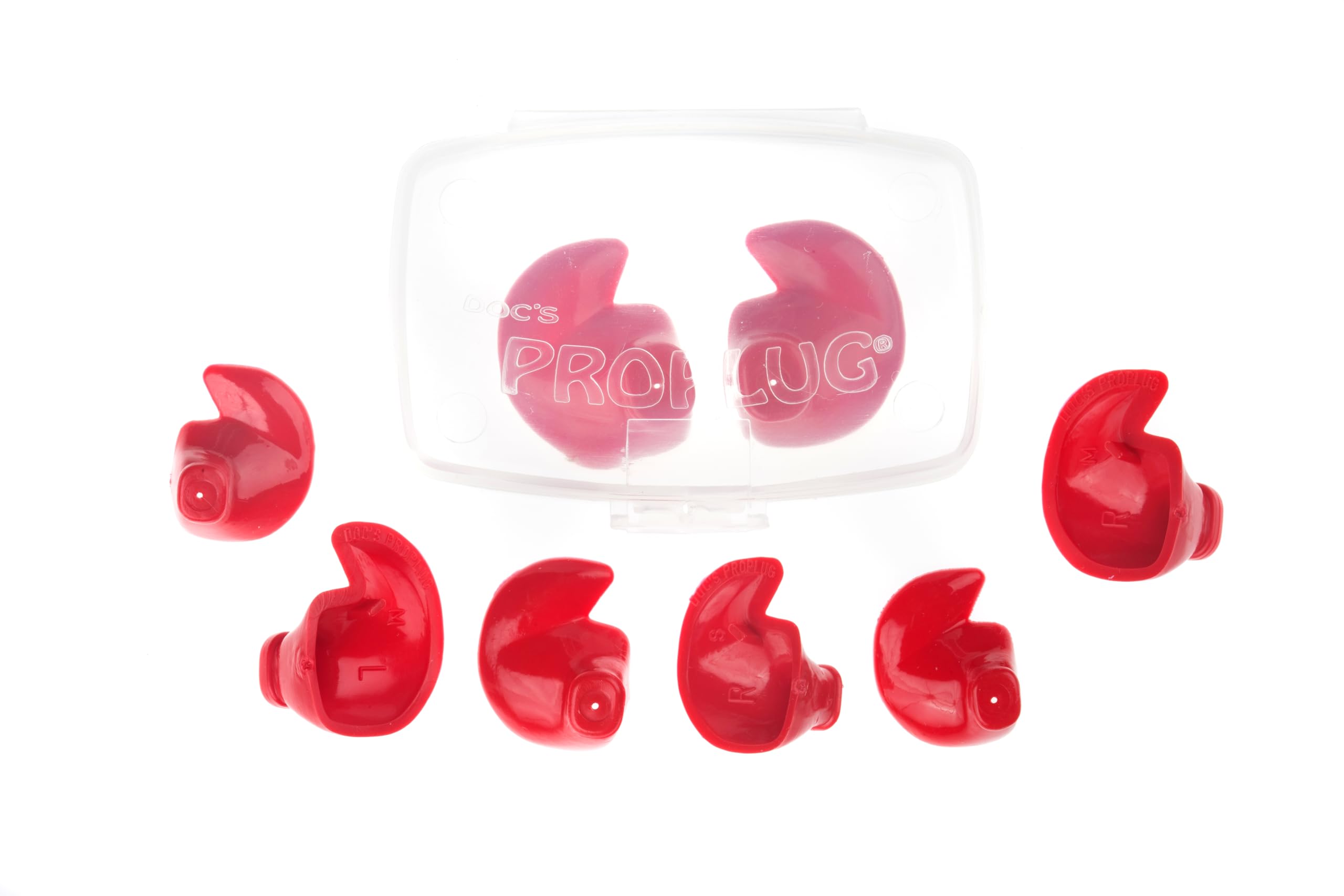 Doc’s Proplugs Combo Pack – Youth (Ages 6–17) – Vented – RED – Includes Case | 4 Sizes in One Pack | Reusable Earplugs for Surfing, Swimming, Diving & More | Blocks Water & Noise | Made in USA