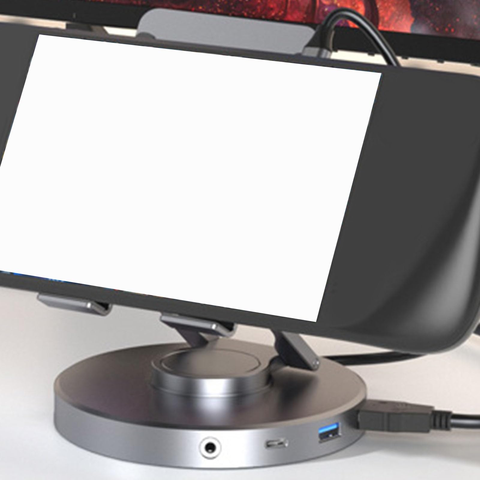 Cocoarm Supporto per Docking Station per Tablet Supporto per Tablet Regolabile in Lega di Alluminio con Hub USB C 10 in 1 Rotazione a 360 Gradi 4K 60Hz PD 100W per Steam Deck Switch 2