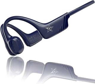 Open-Ear Bluetooth Bone Conduction Sport Headphones Sweat Resistant Wireless Earphones Open Ear Earbuds Wireless Bluetooth Headset with Mic for Fitness Workouts Running,Built-in Mic, Blue