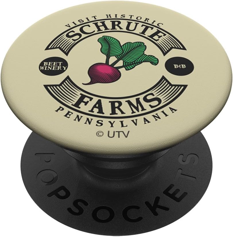 The Office Colored Schrute Farms Woodblock PopSockets PopWallet for MagSafe