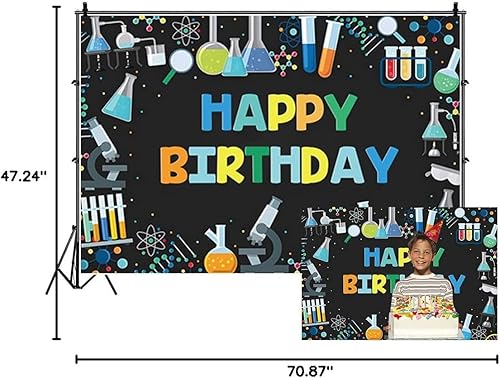 Miniatura 9 de Renaiss Fondo de cumpleaños de ciencia química de 5 x 3 pies para niños, ciencia loca, diversión científico, experimentos químicos, fondo de