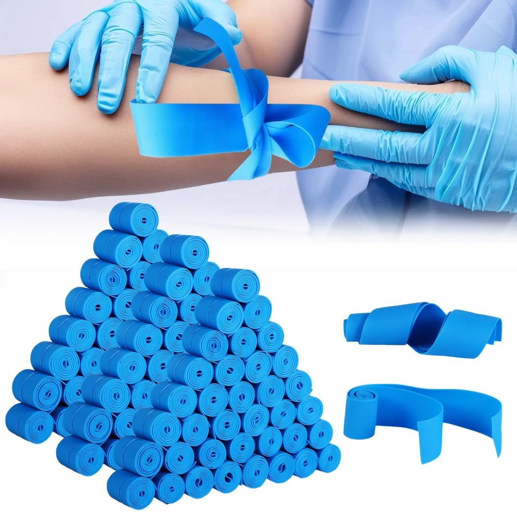 500 Pcs Disposable Tourniquets Bulk, Latex-Free TPE Elastic Hemostatic Bandages (1x18") - Tear-Resistant First Aid Supplies for Emergency, Blood Draw, Outdoor Sports & Nursing Essentials